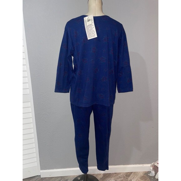 Index Vintage NWT Women’s Cotton Floral Pajama Lounge Set size L Jacket/M Pants - Picture 5 of 9